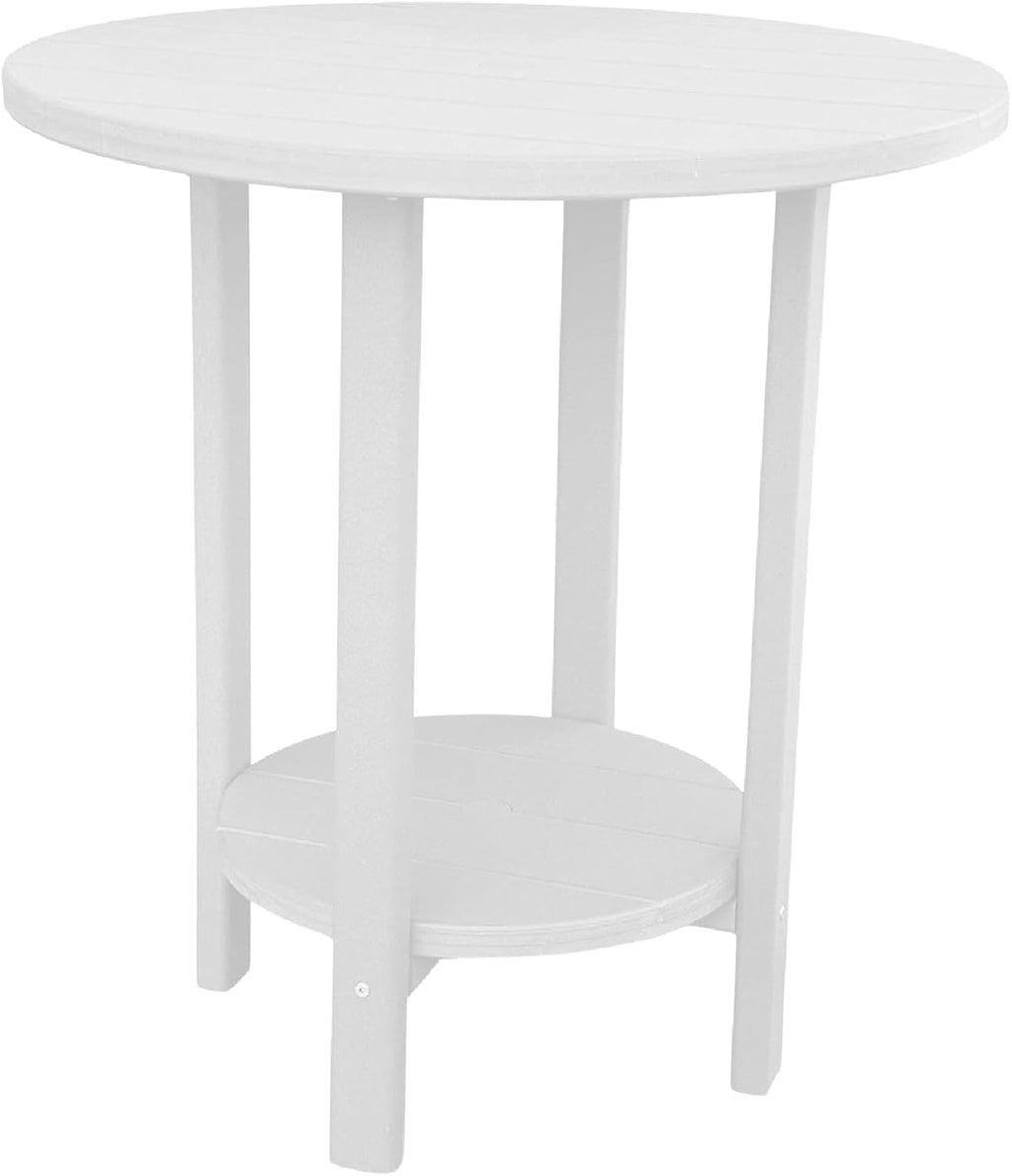 Phat Tommy Round Bar Height Patio Table - Outdoor Bar Table - Balcony Height Patio Furniture for Your Deck - Poly Outdoor Furniture, White