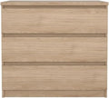 Pemberly Row Contemporary 3-Drawer Chest, Engineered Wood, Jackson Hickory Finish, Compact Design, Handle-Free Drawers, Smooth Metal Glides, Dorm or Small Living Space Storage Solution