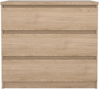 Pemberly Row Contemporary 3-Drawer Chest, Engineered Wood, Jackson Hickory Finish, Compact Design, Handle-Free Drawers, Smooth Metal Glides, Dorm or Small Living Space Storage Solution
