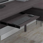 Bush Home Somerset 60W L Shaped Desk with Hutch and 5 Shelf Bookcase in Storm Gray