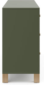 Storkcraft California 6-Drawer Double Dresser, Olive with Driftwood | GREENGUARD Gold Certified, Wood Dresser, Spacious Storage Organizer for Kids Bedroom, Safety Interlocking Drawer System