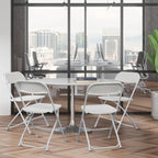 Plastic Folding Chairs, White, Steel Frame with Powder Coat Finish, 350 lb Capacity, Indoor/Outdoor, 4 Pack