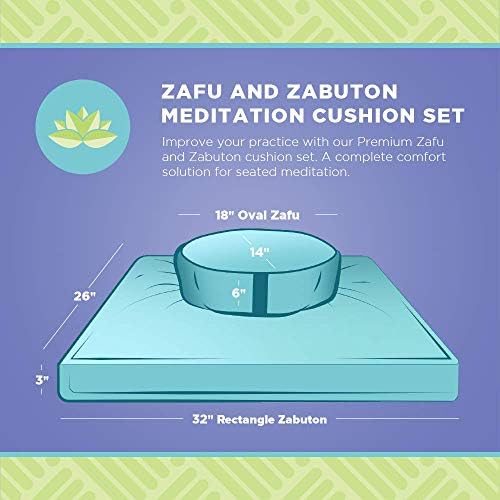 Meditation Cushion Mat Set HEMP- Large Oval Zafu Floor Pillow Organic Buckwheat Pillow + Cotton Filled HEMP Zabuton Prayer Pad - Meditation Pillow Yoga Knee Pad, Made in USA - 18" Oval, CRANBERRY Hemp