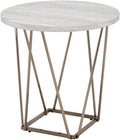 Starlight Canyon Home Faux Marble Top End Table, 24" H, Metal Tube Construction, Easy Assembly, Adjustable Levelers, Gray/White