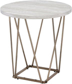 Starlight Canyon Home Faux Marble Top End Table, 24" H, Metal Tube Construction, Easy Assembly, Adjustable Levelers, Gray/White