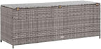 Outdoor Storage Box, 59.1" Large Patio Deck Box with Seating, Poly Rattan Garden Storage Bench, Heavy Duty Steel Frame, Grey