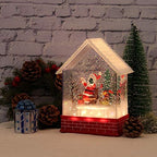 Eldnacele Musical Snow Globe House with Timer, Lighted USB/Battery Operated Swirling Singing Water Glittering Lantern, Christmas Snow Globes House Holiday Festival Decoration- Santa Claus