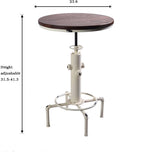 Topower Industrial Bar Table 32.3-38.2" Adjustable Pub Table Kitchen Dining Coffee Bistro Table (Antique White)