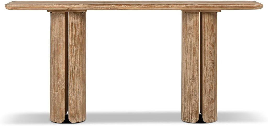 Jennifer Taylor Home Sonoma 72" Reclaimed Pine Split-Pillar Console Table, Rustic Greige Brown Reclaimed Pine Wood