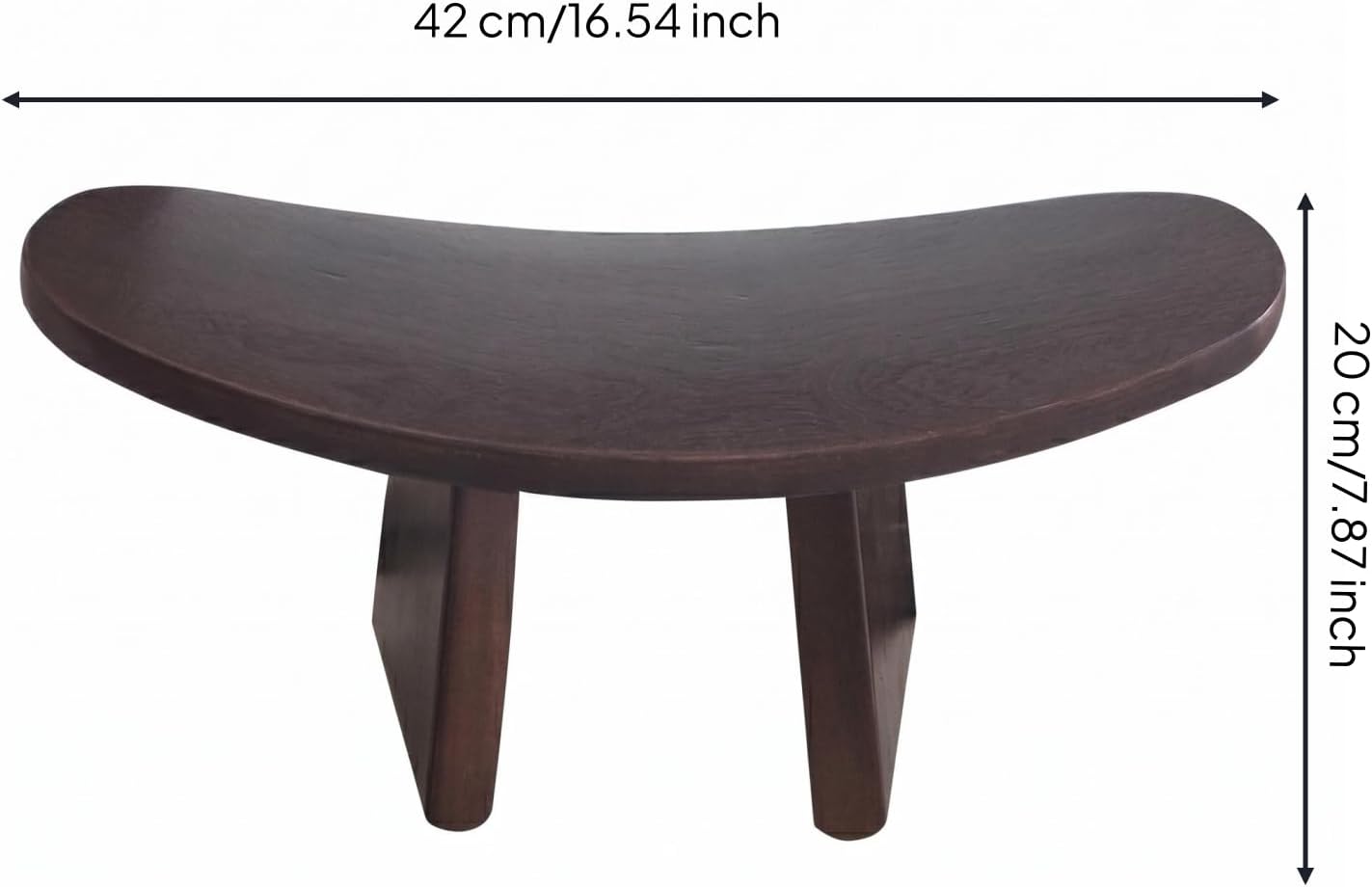 Milageto Mindful Kneeling Stool Curved Top Wooden Kneeling Bench Smooth Home Seating, Brown, Large 42 21 20 CM