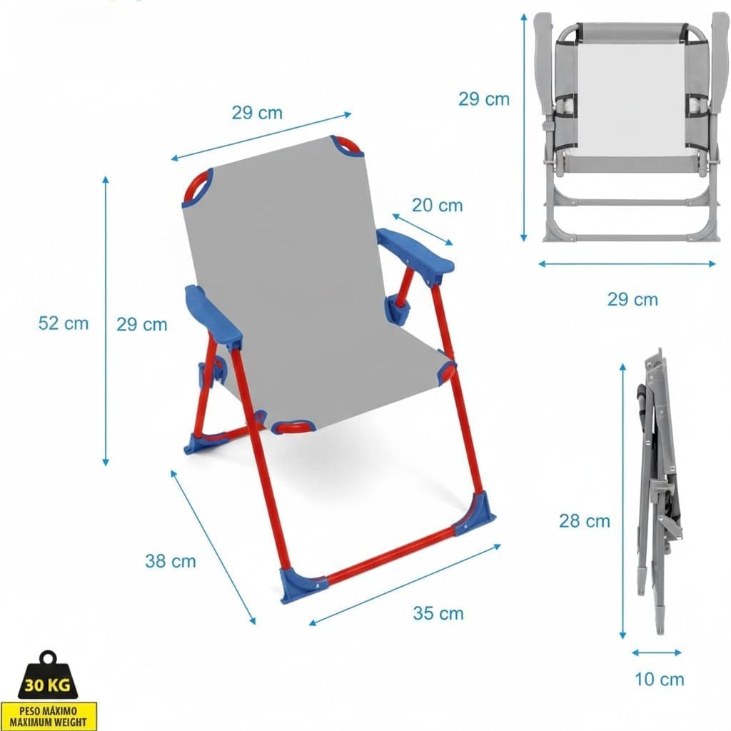 Official Licensed Folding Children's Chair with Arms – Compact and Lightweight – Easy to Clean – Ideal for Indoor and Outdoor Use – Supports up to 30 kg (Spiderman 8717)