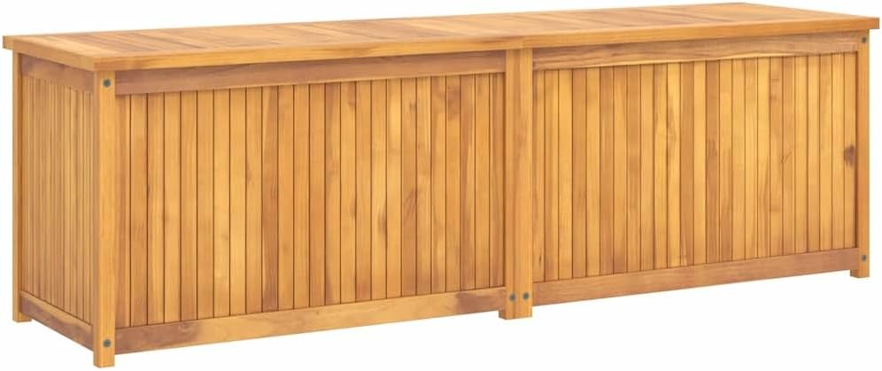 Solid Teak Wood Garden Storage Box, 68.9 inch Large Outdoor Deck Bench with Lid for Patio, Backyard, Garden Organization, Brown