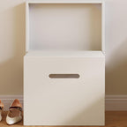 Wall Mounted Seat Shoe Changing Stool, Folding Stool Chair for Entryway, Space Saving Hidden Wall Stools,Folding Entryway Stool, Tea White, 18.97" W