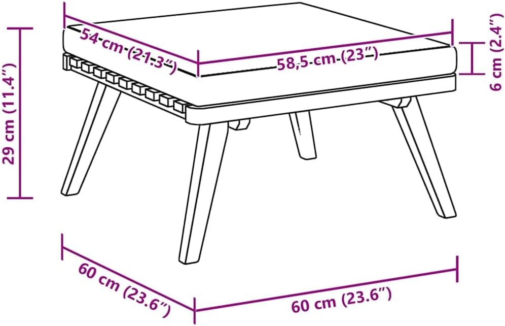 Solid Acacia Wood Footrest with Cushion 23.6x23.6x11.4 Inches, Garden Patio Ottoman for Outdoor Use, Easy Assembly