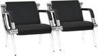 kinbor 2 PCS Waiting Room Guest Chairs, PU Leather Office Reception Chair, Lobby Furniture Reception Sofa Seat with Arms for Airport Salon Clinic, Black