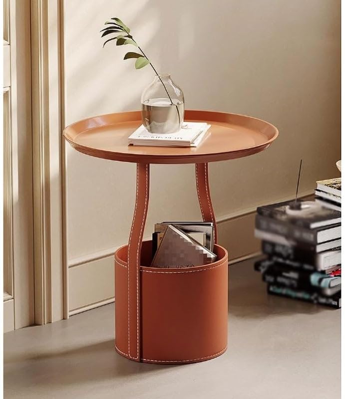 Living Room Furniture Nordic Sofa Side Table Saddle Leather Living Room Home Balcony Storage Small Round Side Tables Living Room