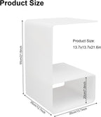 Acrylic End Table, 21.6" H C-Shaped End Table, Side Table for Living Room, Bedside Table for Bedroom, Acrylic Clear C Side Table (White)