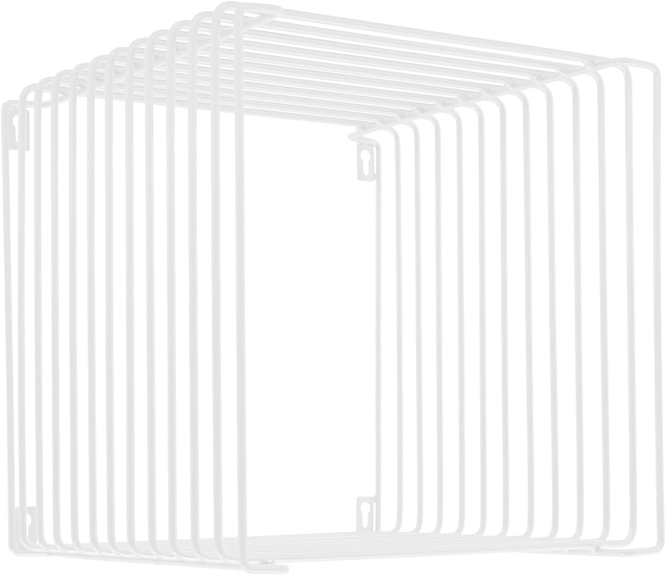 Square Geometry Retro Side Table, 11.8in Iron Multi-Purpose Side Table Square Cage End Tables Industrial Night Stand for Living Room Bedroom, Load Capacity 264.55lb (White, 11.8×11.8×11.8in)