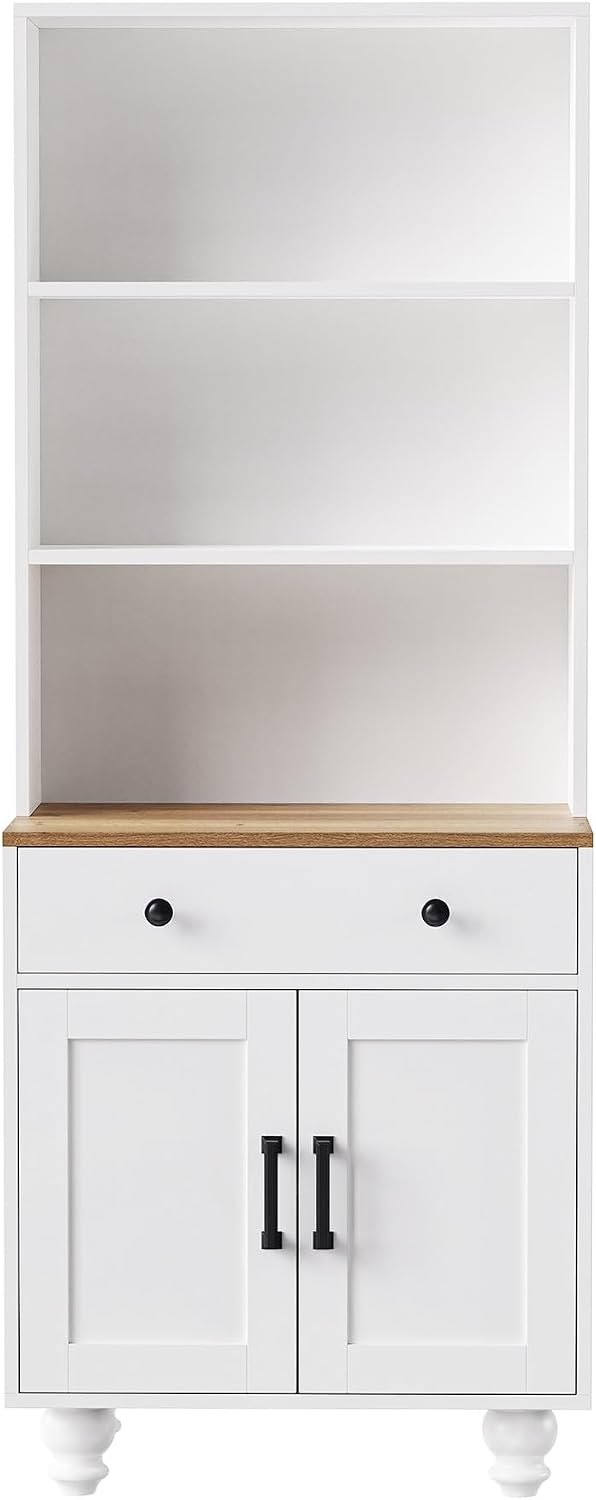 Farmhouse Storage Cabinet, Modern Kitchen Pantry Cabinet with Adjustable Shelves, 5 Tier Bookshelf for Living Room,for Kitchen Home
