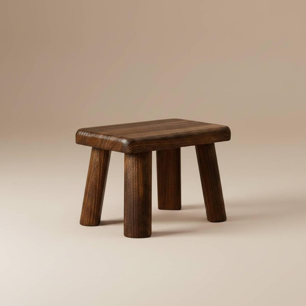Wooden Square Stool Smooth Finished Wooden Footstool Easy to Wipeable Stool for Kids, Tall Solid Wood Stool