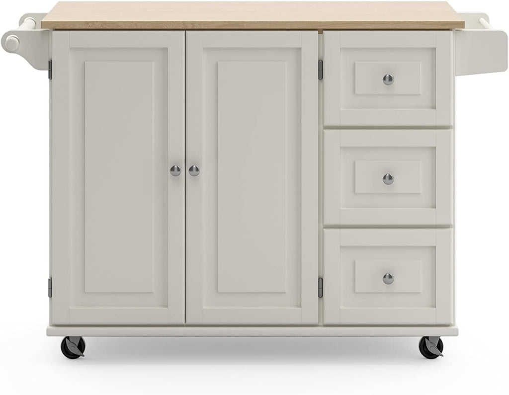 Homestyles Dolly Madison Off-White Mobile Kitchen Island Cart with Wood Drop Leaf Breakfast Bar