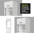 Madesa Hazel 3-Piece Kitchen Storage Set with 3 Doors 3 Open Shelves Pantry Cabinet 2 Doors Base Cabinet and Horizontal Door Wall Cupboard 59 Inch Wooden Organization Units for Pantry - White