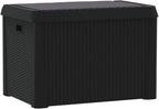 Patio Storage Box Outdoor Deck Cushion Bench 33 Gallon Resin Wicker Container Chest Weather Resistant Lockable Garden Backyard Furniture with Seat Lid Anthracite