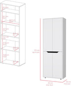 23.6" D*11.8" W*66.9" H Freestanding Storage Cabinet with 3 Shelves, Double Door, Rectangular Kitchen Pantry, Modern Minimalist, for Living Room, Dining Room, White