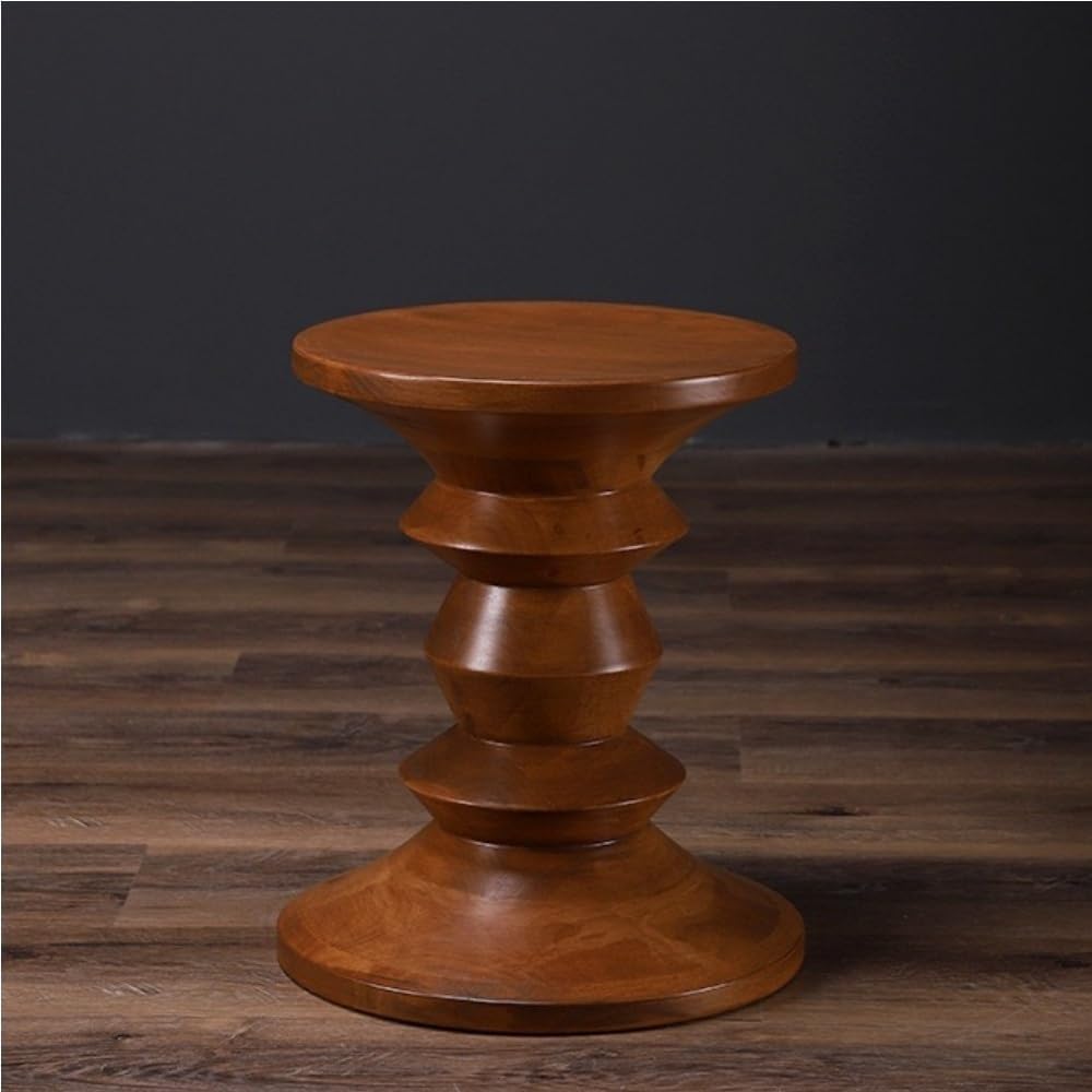 Round Geometric Side Table, Retro Wooden Coffee Table, Small End Table for Living Room Bedroom, 13.8x13.8x17.7in Nightstand One Color 15.7 * 15.7 * 17.7in