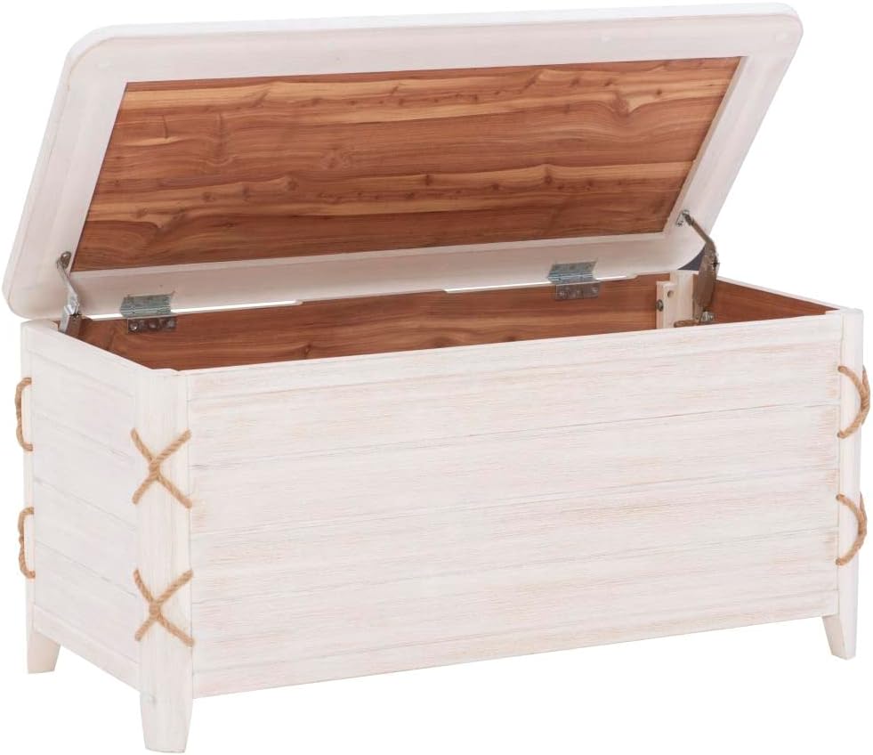 Linon Brosnan Rope Cedar Chest White