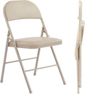 Padded Folding Chairs Set of 2, Portable Stackable Acrylic with Cushion for Outdoor Activities, Indoor Gatherings, Living Rooms and Office Meetings, Khaki