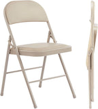 Padded Folding Chairs Set of 2, Portable Stackable Acrylic with Cushion for Outdoor Activities, Indoor Gatherings, Living Rooms and Office Meetings, Khaki