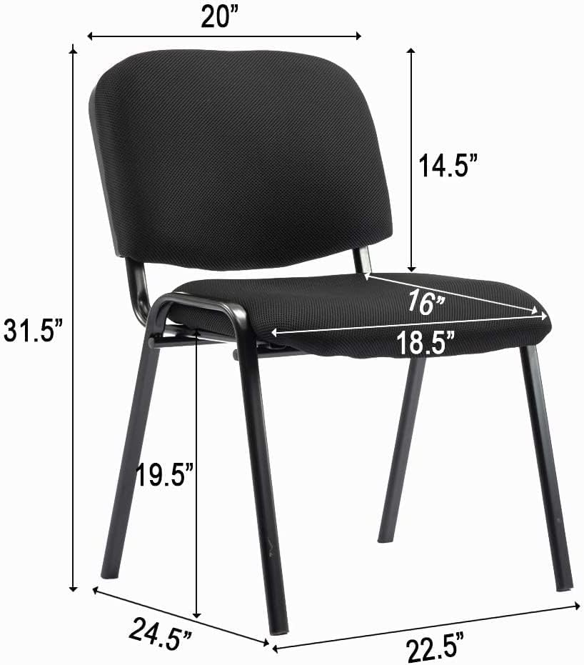 ROCITY Waiting Room Chairs Set of 5 Stackable Conference Room Chairs Mesh Office Reception Chair for Guest, School Breakroom Banquet Church Lobby (Mesh-Cushion,Black,5PCS)