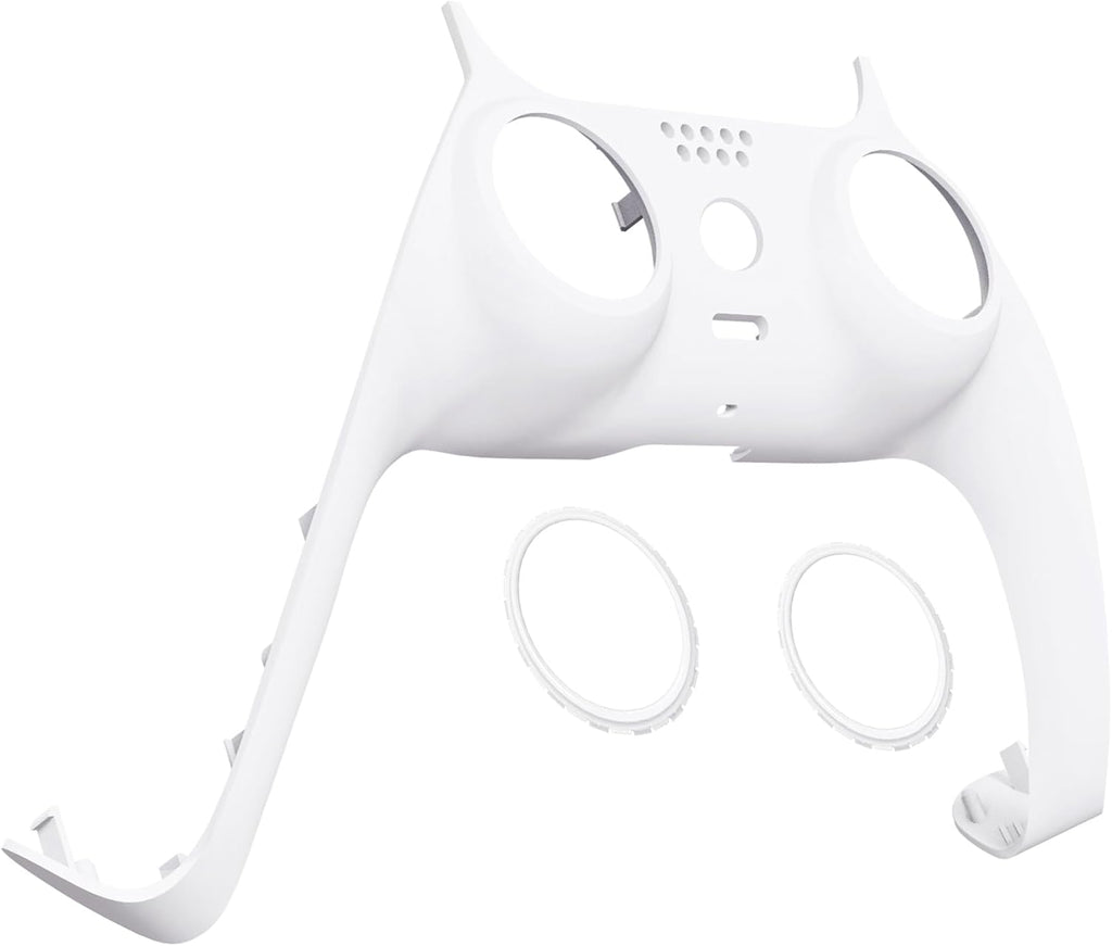eXtremeRate White Decorative Trim Shell Compatible with p s 5 Controller, DIY Replacement Clip Shell, Custom Plates Cover Compatible with p s 5 Controller with Accent Rings