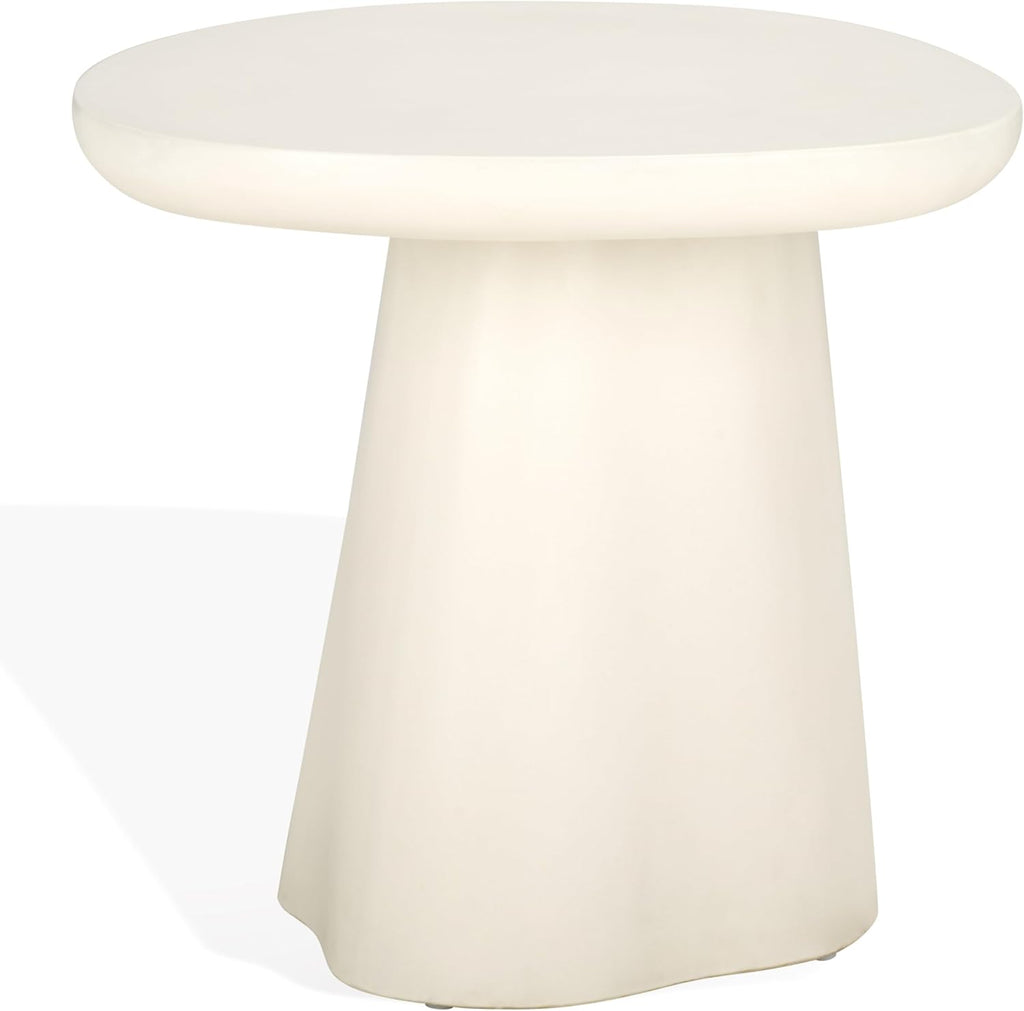 SAFAVIEH Couture Collection - Jabrielle Ivory Concrete Accent Table, Sculptural Modern Side Table, Minimalist Silhouette (SFV2600A)