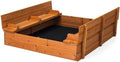 Sturdy Brown Cedar Kids Complete Seated Bench Sandbox New