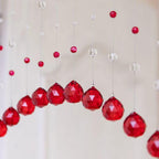20 Strings Crystal Beaded Curtain, Arched Door String Curtain, Hanging Doorway Room Divider Suitable for Home, Coffee House, Bedroom, Restaurant. (Ruby Red)