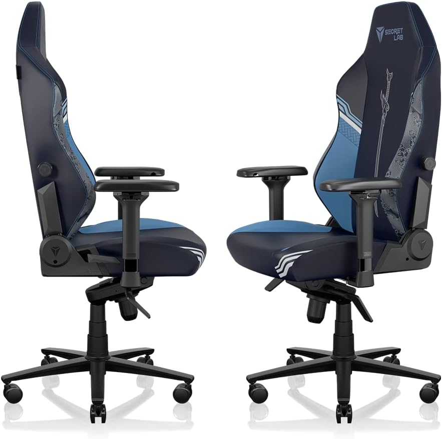 Secretlab Titan Evo Yasuo Gaming Chair - Reclining & Heavy Duty Computer Chair with 4D Armrests - Magnetic Head Pillow & Lumbar Support - Big and Tall 395 lbs - Blue - Leatherette
