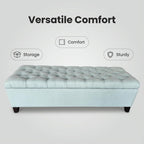50.25" Storage Ottoman Bench with Safety Hinges for Kids Room: Slow-Close Lid Prevents Pinched Fingers - Baby Blue Footrest Stool for Bedroom, Living Room, Entryway, Hallway - Holds 8x Slower
