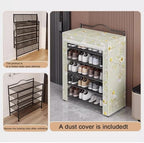 Heavy Duty Foldable Shoe Rack with Cover, Carbon Steel Entryway Organizer for Small Spaces, Breathable Dust-Proof Storage Unit for Boots and Sneakers, Easy Assembly Space Saving Design for Home Use