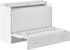AFI, Northfield Murphy Bed Chest Queen with 6" Mattress, Storage Drawer & Built-in USB Charger, White