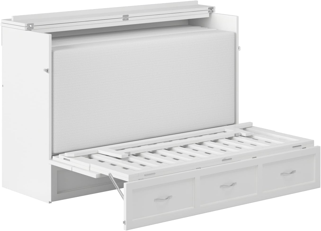 AFI, Northfield Murphy Bed Chest Queen with 6" Mattress, Storage Drawer & Built-in USB Charger, White