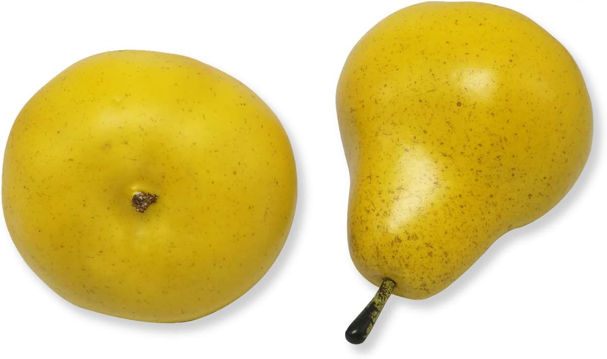 6pcs Fake Pears Artificial Fruits Vivid Yellow Pear for Home Fruit Shop Supermarket Desk Office Restaurant Decorations Or Props (Yellow)