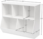 HOOBRO Kids Bookshelf, Bookcase Footboard, Toy Storage Cubby, Children's Toy Shelf, 35.4" L Storage Cabinet, Fit for Children's Room, Playroom, Hallway, Kindergarten, White WT32CW01