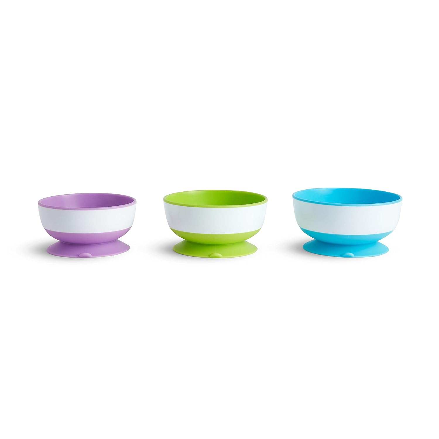 Munchkin® Snack™ Catcher Toddler Snack Cups, 2 Pack, Blue/Green & Stay Put™ Suction Bowls for Babies and Toddlers, 3 Pack, Blue/Green/Purple