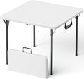 Folding Table, 36 Inch Square Foldable Card Table with Carrying Handle, Heavy Duty Fold-in-Half Portable Table No Assembly, Ideal for Picnic, Camping, RV Travel, Parties, BBQs, Crafting and Indoor Use