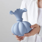 Blue Flower Vase,Pumpkin Ceramic Vase, Ceramic Vase for Decor,Container for Flower, Centerpieces for Dining Table,for Living Room Desk Shelf Decor.