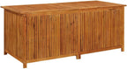 Solid Acacia Wood Patio Storage Box 68.9x31.5x29.5 Inch with Waterproof Bag, Gas-Lift Lid Bench for Garden Cushions and Tools