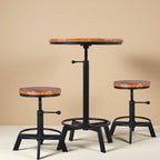 Farmhouse Bar Table 30-35.4inch Height Adjustable Rustic Bistro Pub Table for Kitchen Coffee House Vintage Cocktail Table Swivel Wooden Top