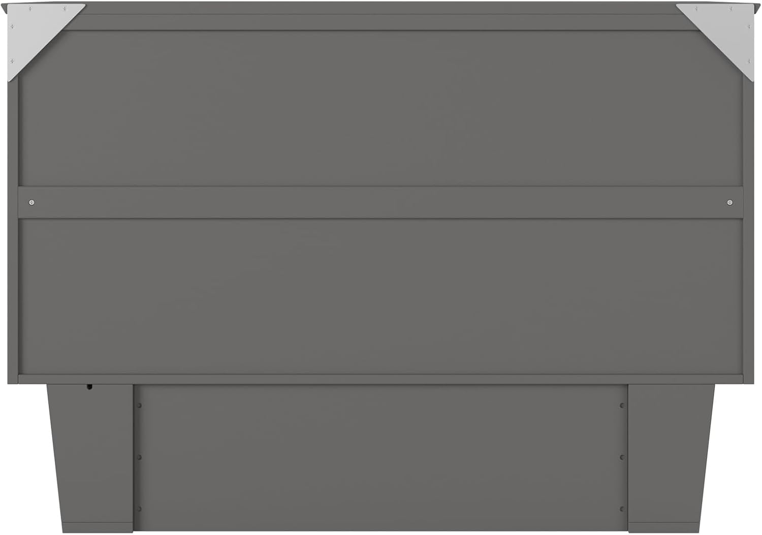 AFI, Monroe Full Murphy Bed Chest with 6" Mattress, Storage Drawer & Built-in USB Charger, Grey